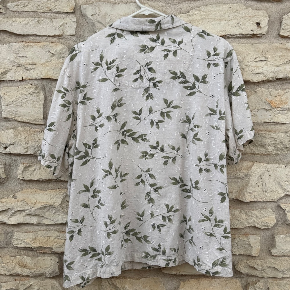 Lemon Grass Leaf Floral Pattern Button-Down Shirt… - image 4